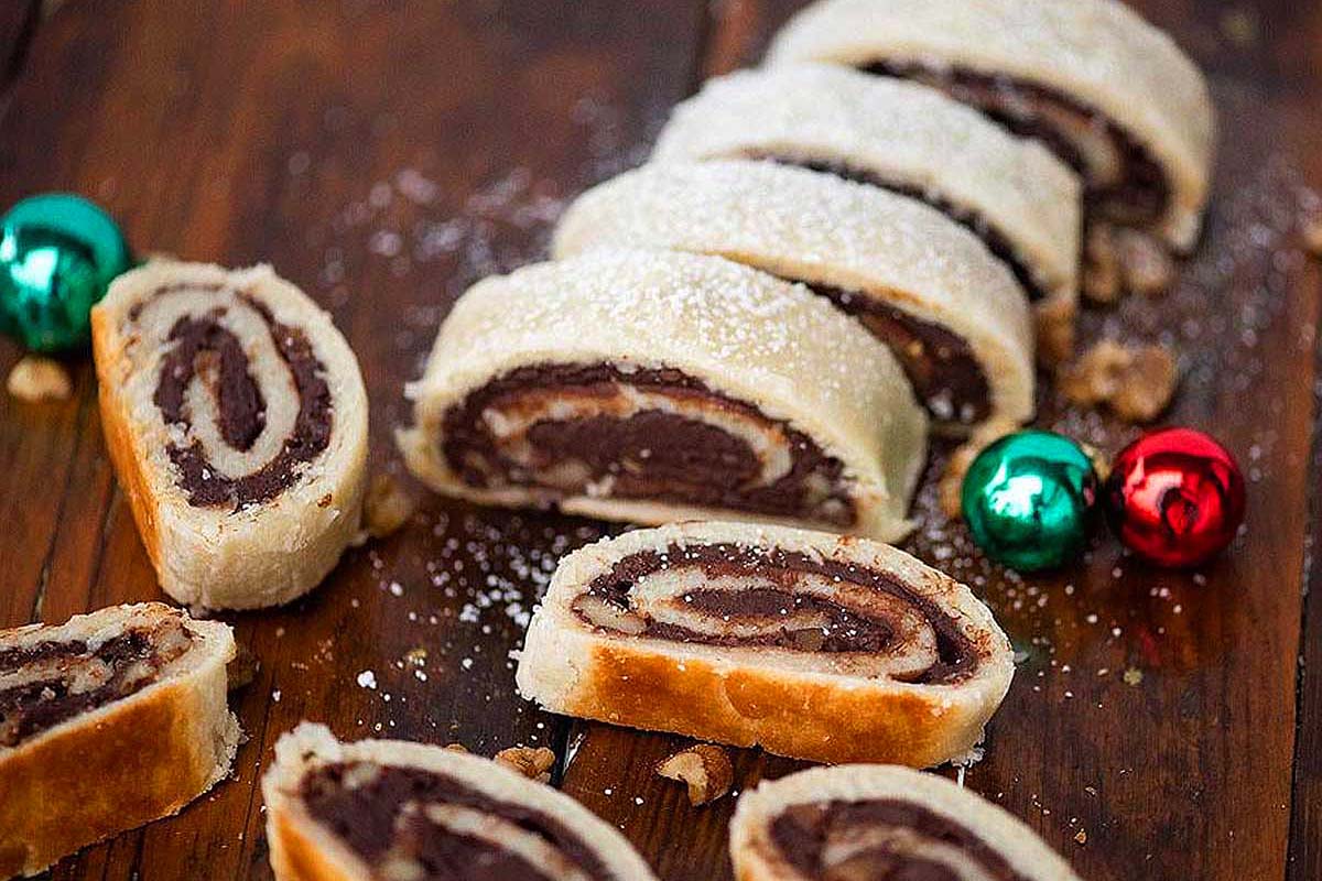 Crumbly cookies with a chocolate swirl pattern inside.