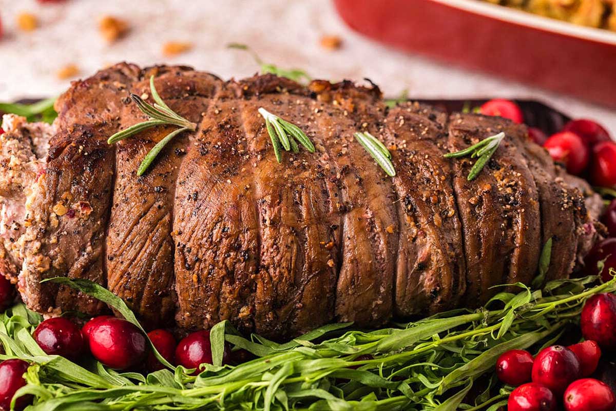 Cranberry Cream Cheese Stuffed Flank Steak. 