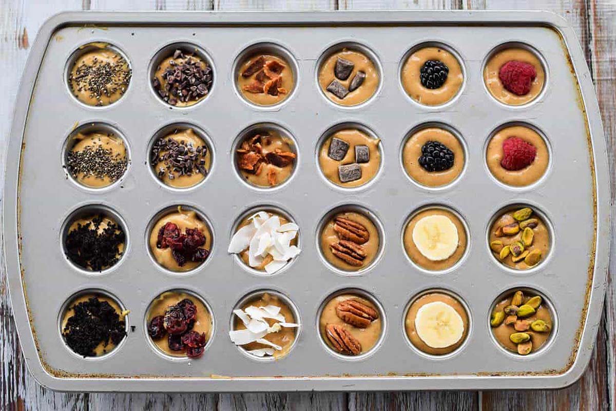 Blender muffins in a pan before baking.