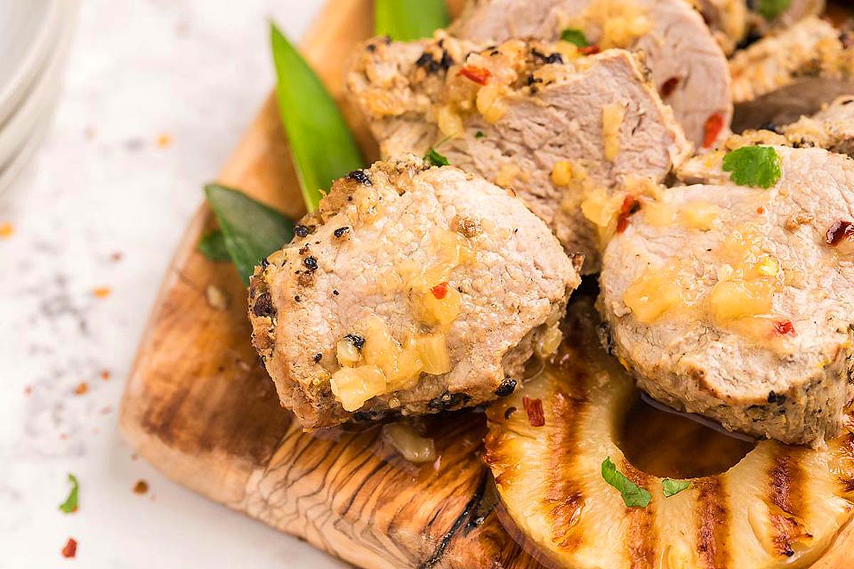 Pork tenderloin with pineapple. 