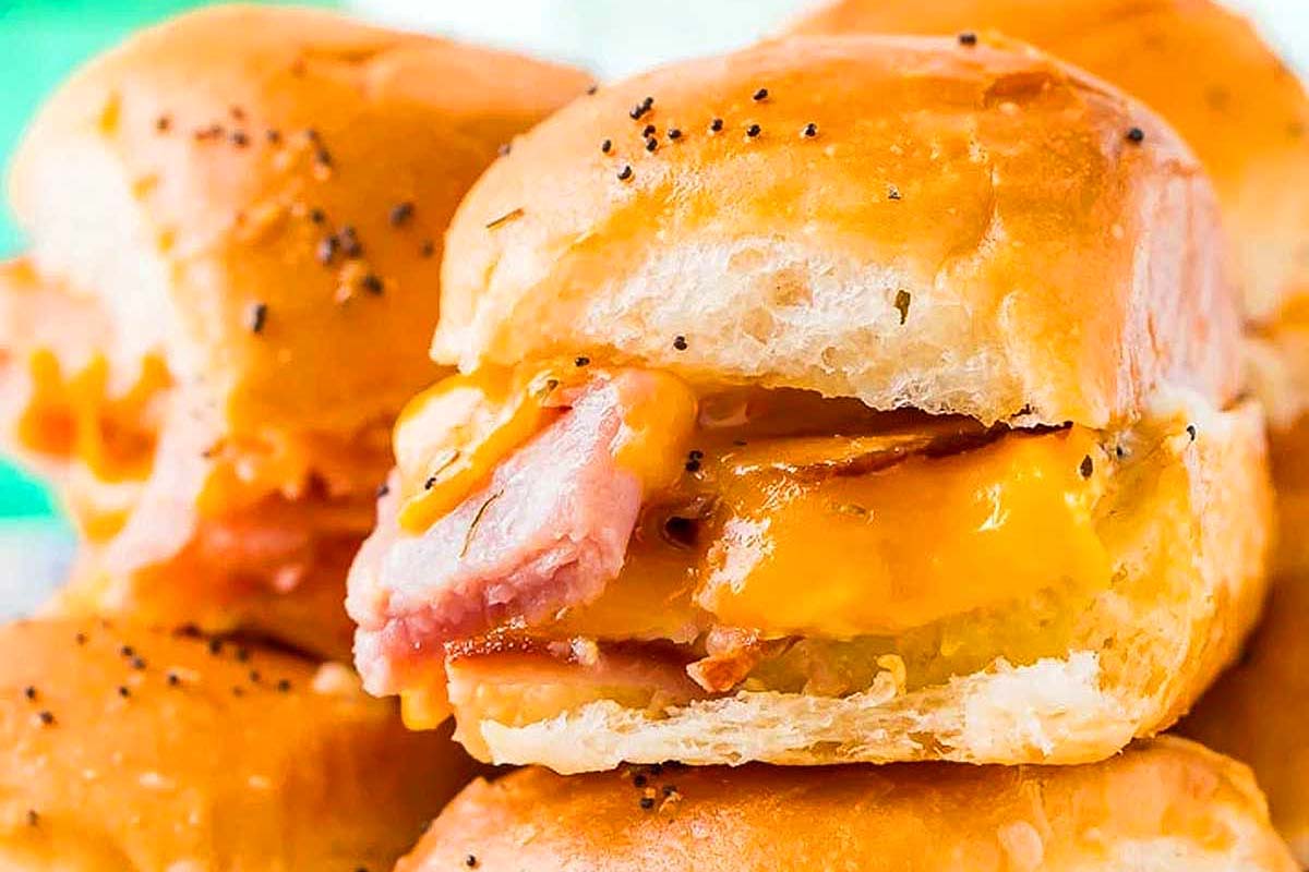 Sliders with ham and cheese.