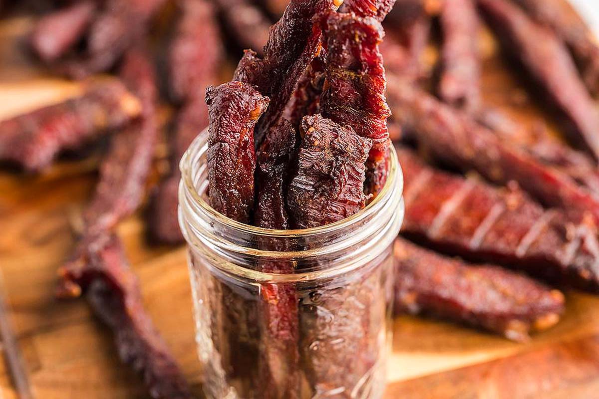Beef jerky in a cup. 