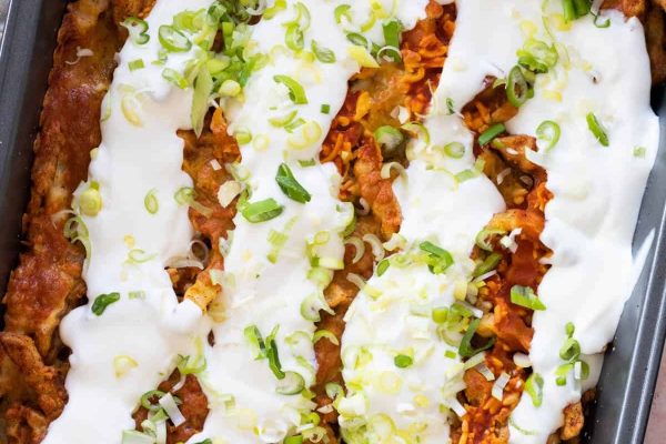 French fries casserole with sour cream.