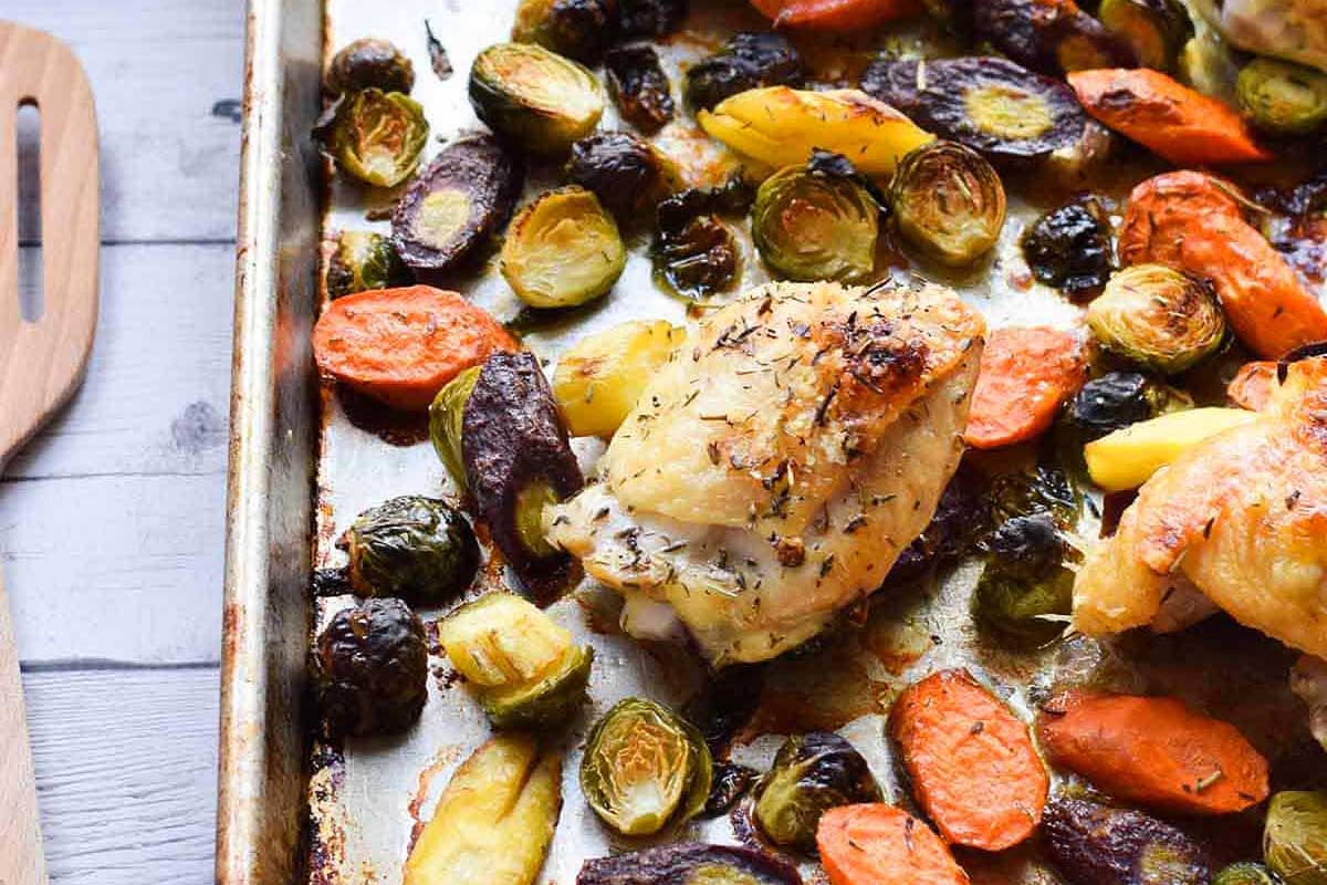 Sheet Pan Chicken and Brussel Sprouts.