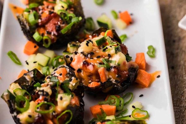 Spicy baked salmon sushi muffins, which have been viral on TikTok lately,
