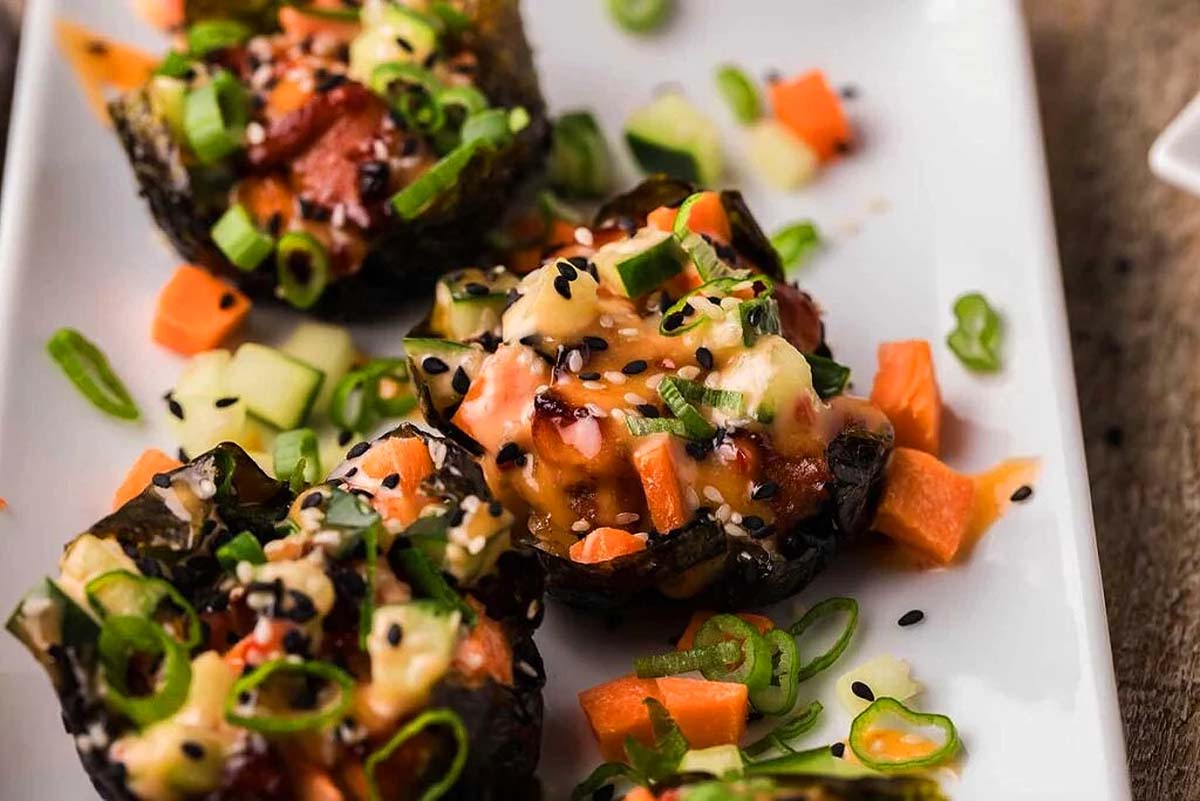 Spicy baked salmon sushi muffins, which have been viral on TikTok lately,
