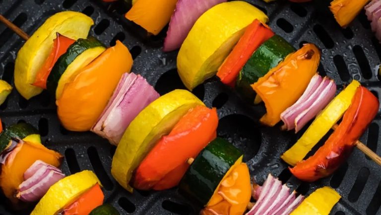 Winter Recipes for delicious grilled vegetables on skewers.