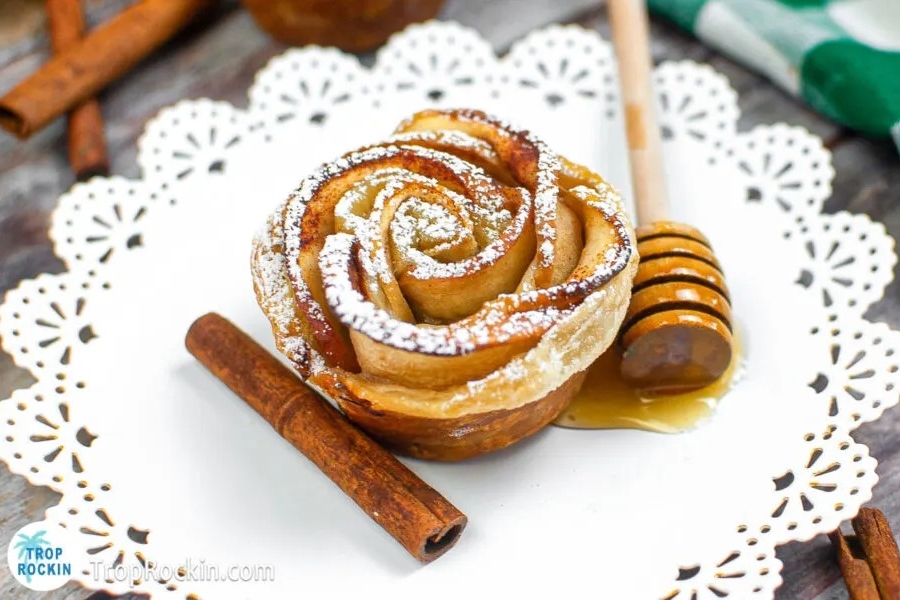 Apple roses on a nice white plate.