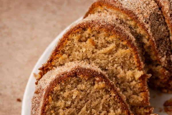 Slices of Apple cider donut cake.
