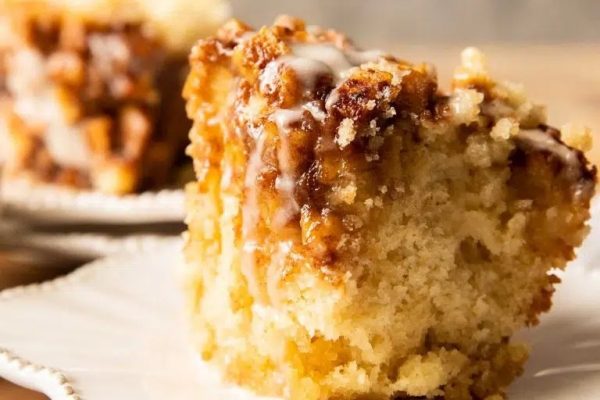 Apple fritter cake on a plate.
