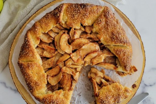 Apple Galette with toasted sugar on top.