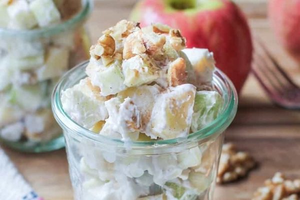 Apple salad with walnuts.