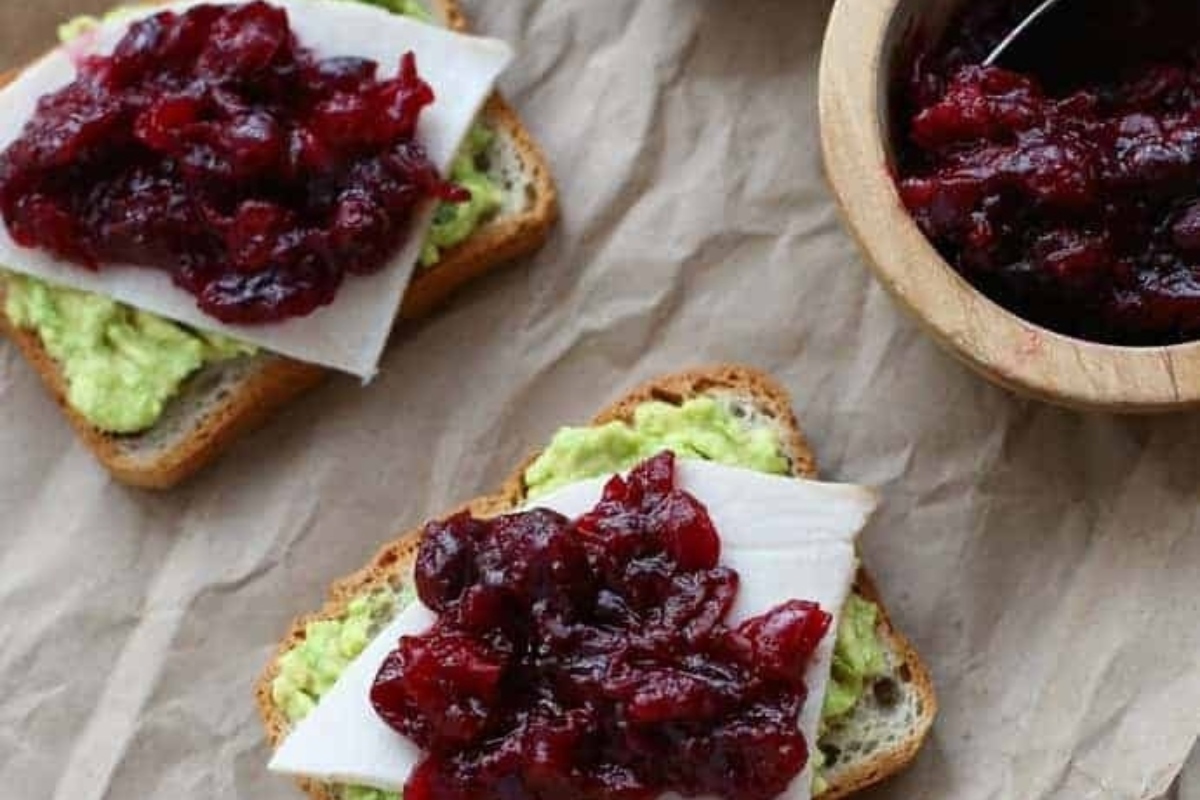 Leftover turkey cranberry avocado toast.