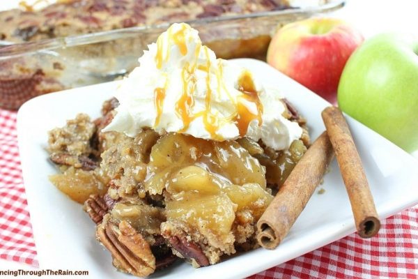 Caramel Apple Pecan on a white plate.