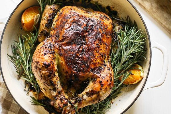 Citrus and Rosemary Roasted Chicken on a plate.
