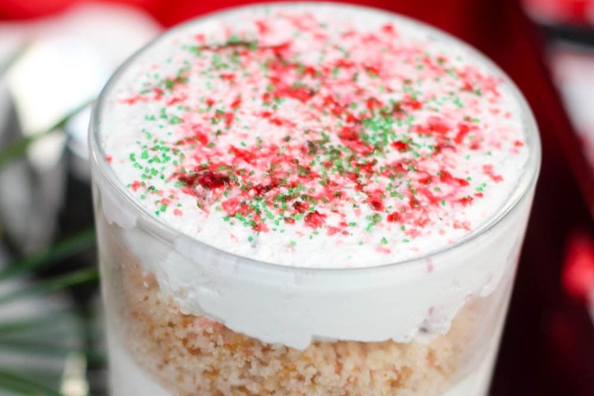 Cranberry tiramisu in a jar.