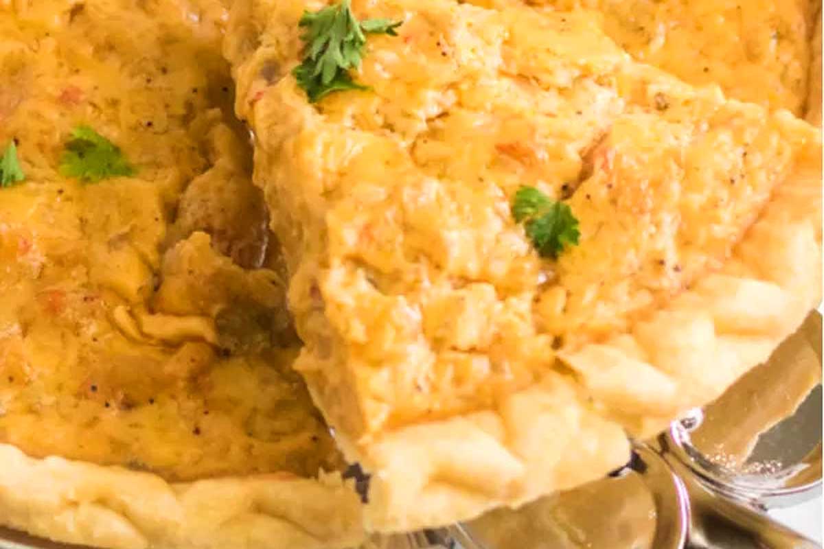 A pie with a slice taken out of it.