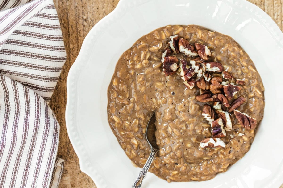 Oatmeal on a plate.