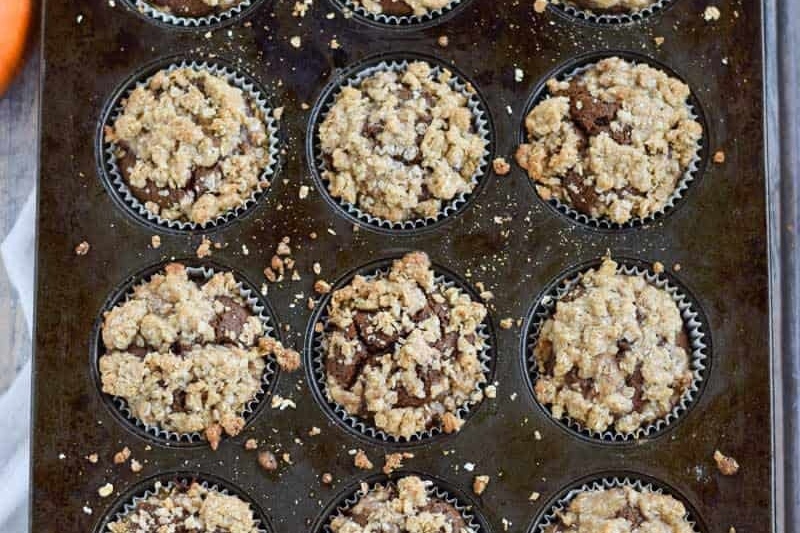 Muffins on a tray.