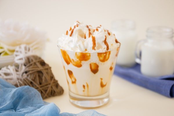 A luscious milkshake recipe with whipped cream and caramel sauce.