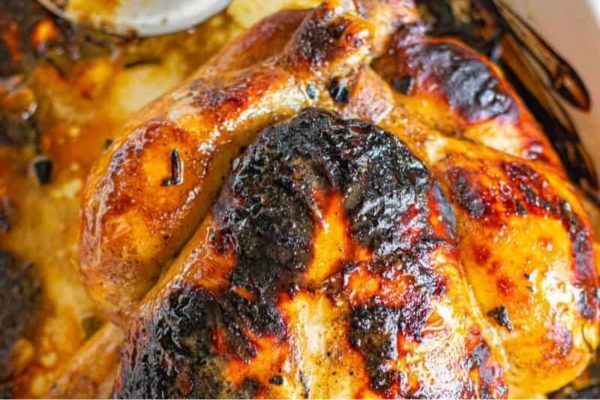 Roast chicken with honey mustard.