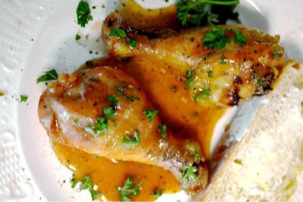 Honey soy chicken with sauce.