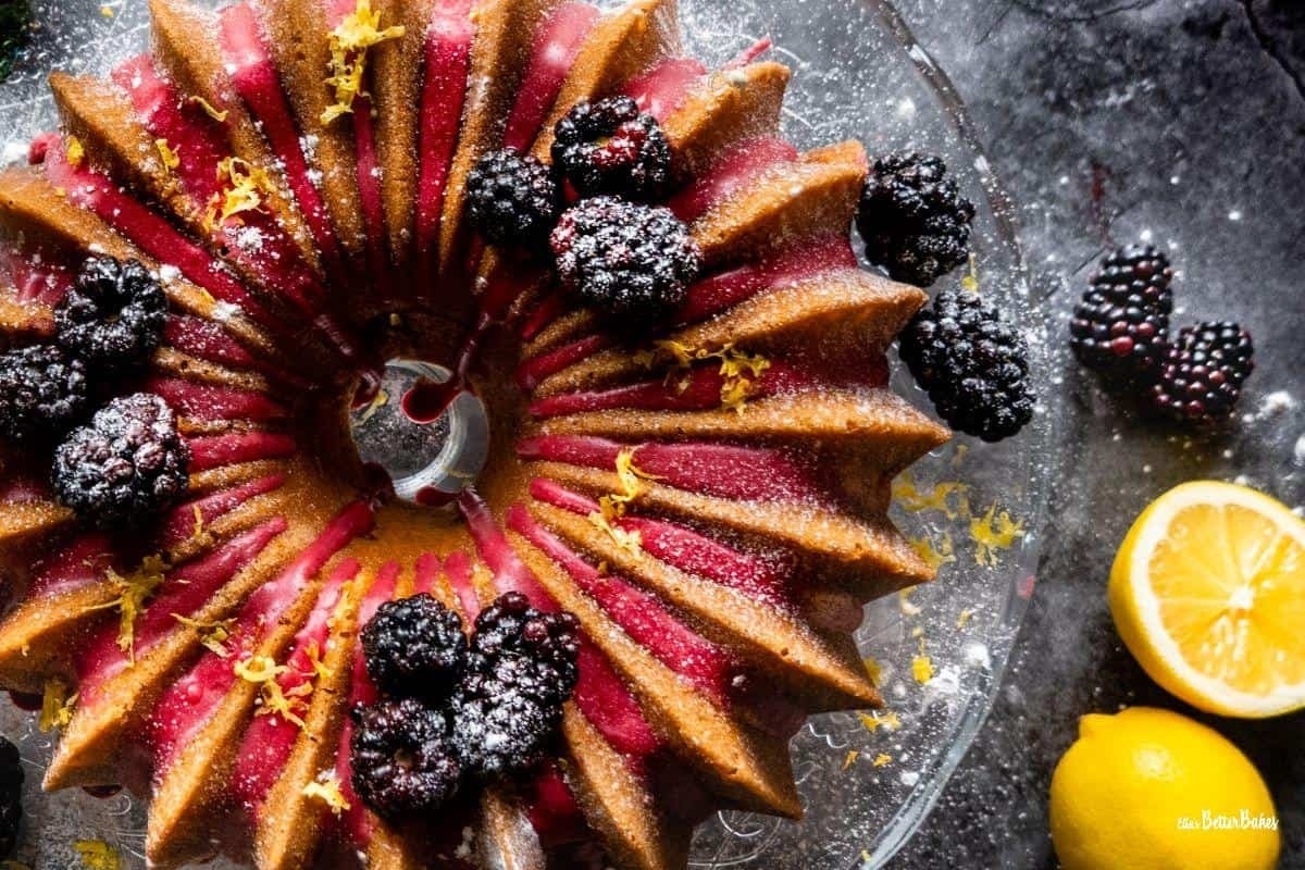 A blackberry and lemon Bundt cake.