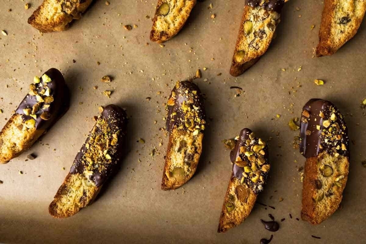 Pitachio Dip Chocoloate on a tray
