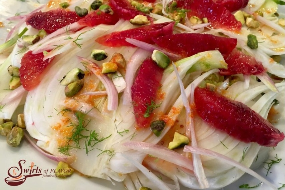 Blood orange salad with pistachios.