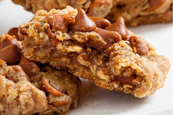 Peanut butter oatmeal cookies on a plate.