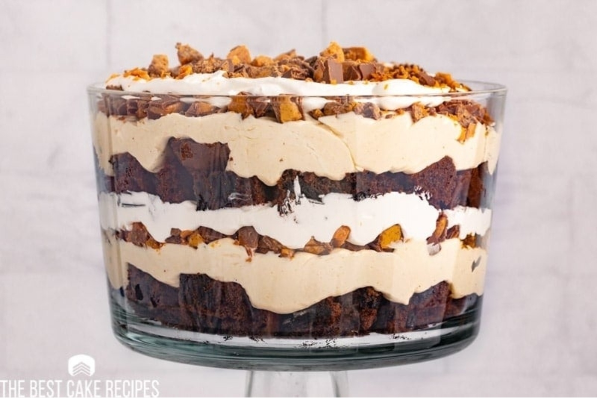 Trifles: Peanut butter trifle in a glass.