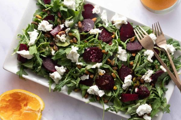 Beet salad with feta and oranges.