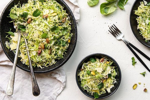 Brussels sprout salad with pistachios.
