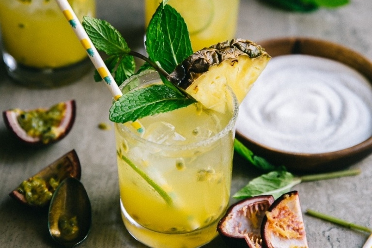 A refreshing pineapple margarita with a hint of mint and the sweetness of fresh figs.