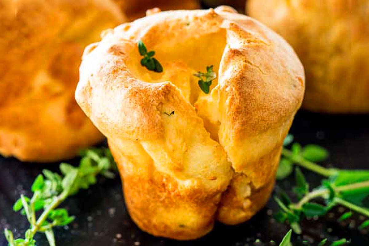 Homemade yorkshire pudding as a roast beef side dish.