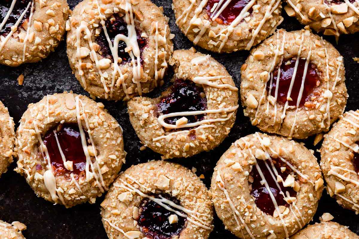 Peanut Butter Jam Thumbprints viewed overhead.