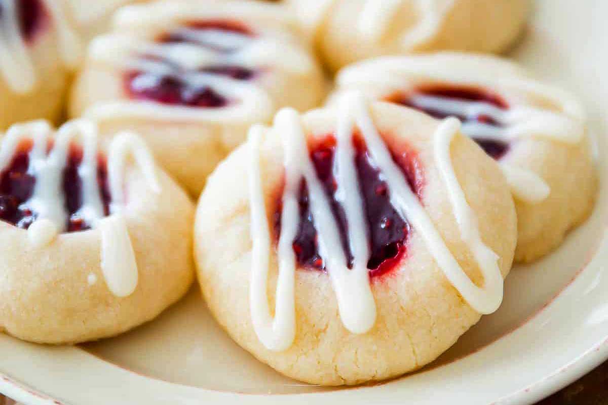 Thumbprints with raspberry jam centers.