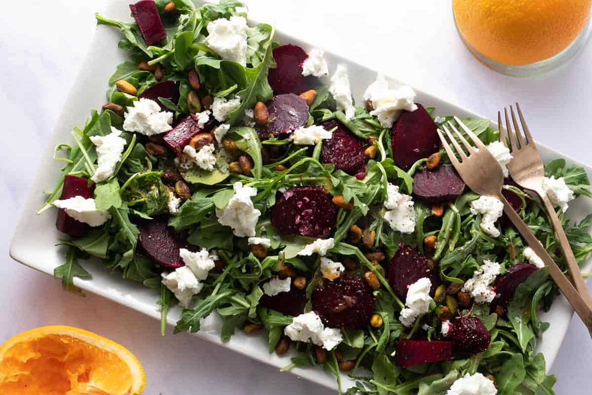 Beet salad with feta and oranges.