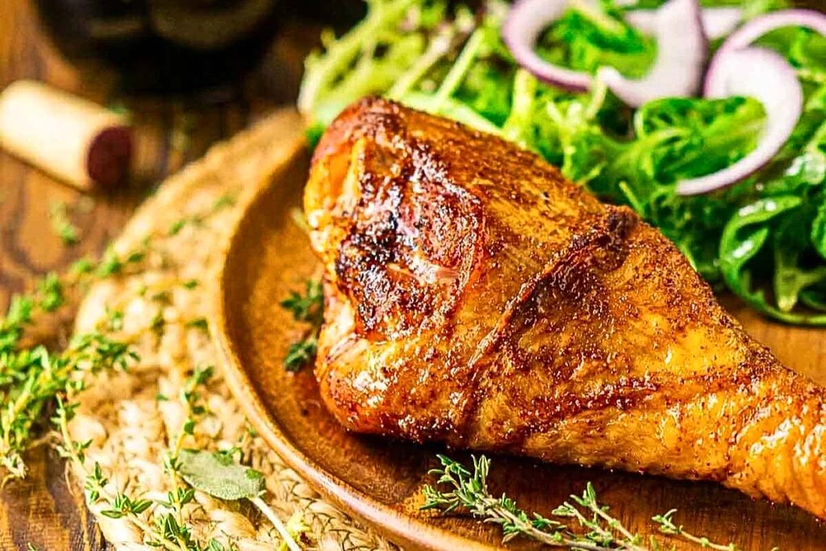 Turkey legs on a plate.