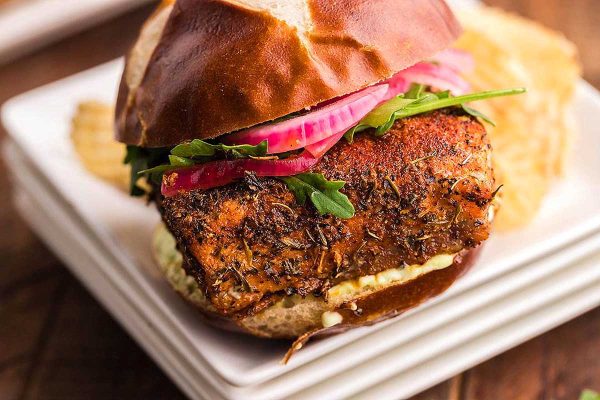 A close up of a sandwich.
