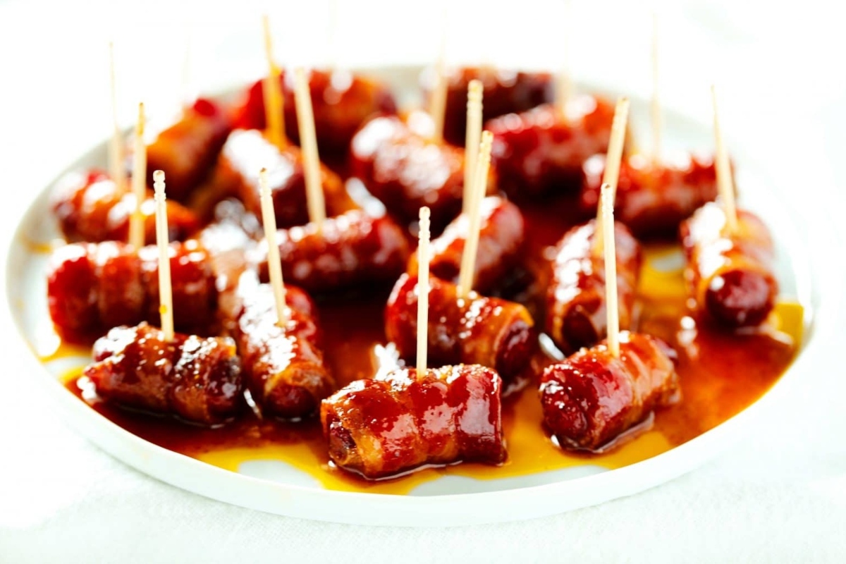 Bacon wrap with sticks.