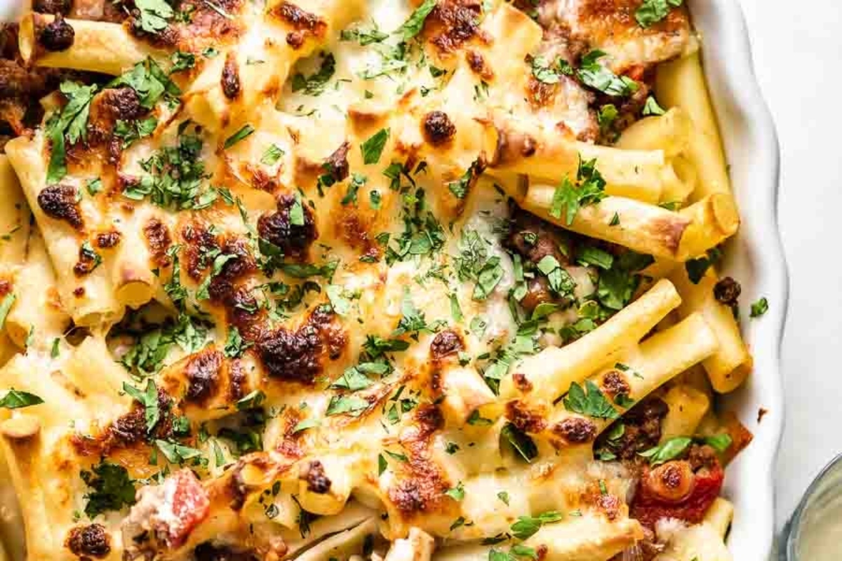 A delicious make ahead pasta dish with meat.