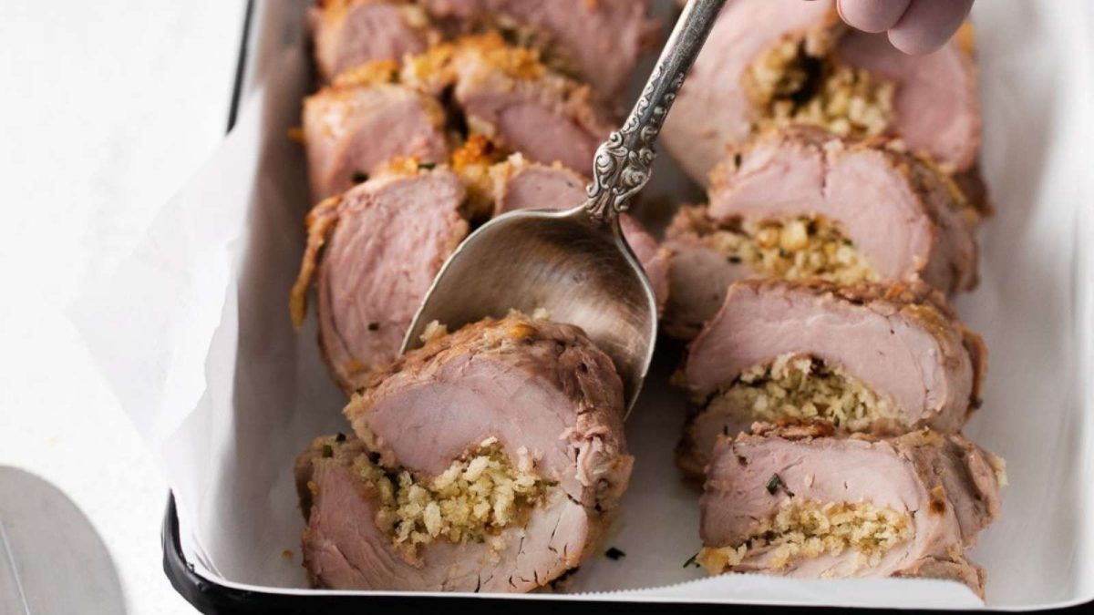 Balancing Motherhood Herb Stuffed Pork Tenderloin