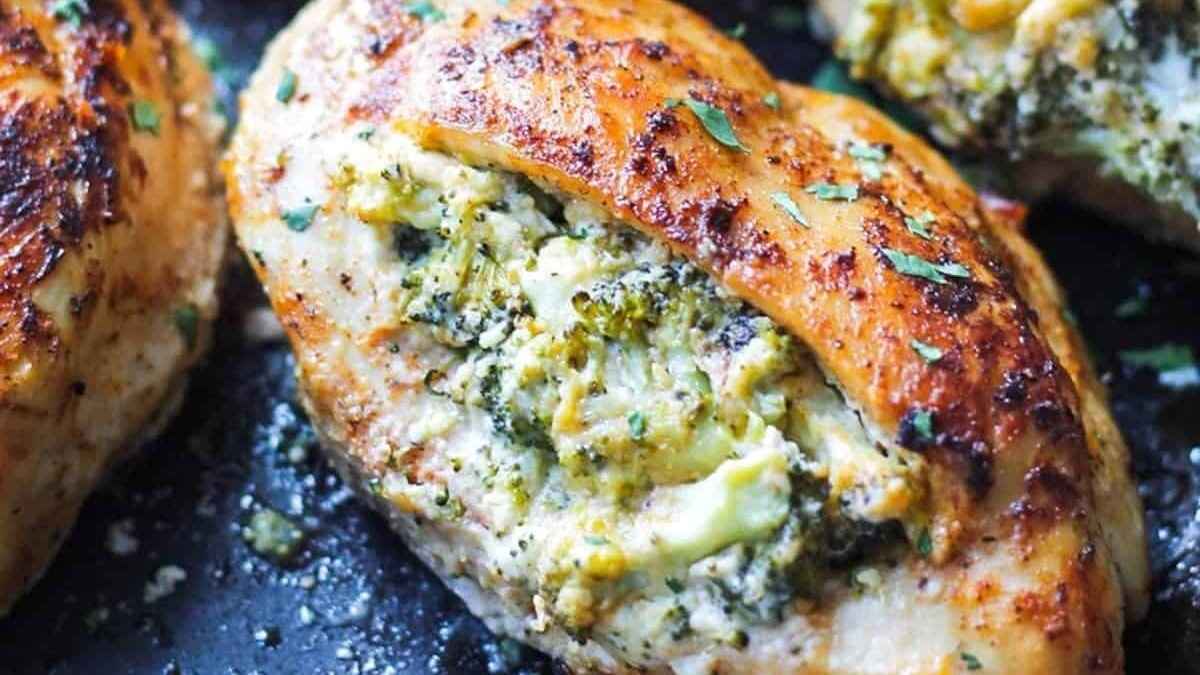 Broccoli and cheese stuffed chicken.