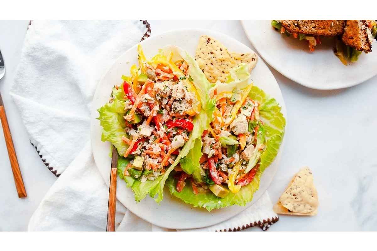 High protein chicken lettuce wraps, a healthy option for lunches.