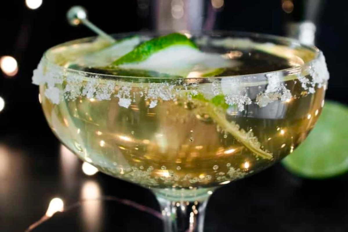 Champagne margarita in a glass.