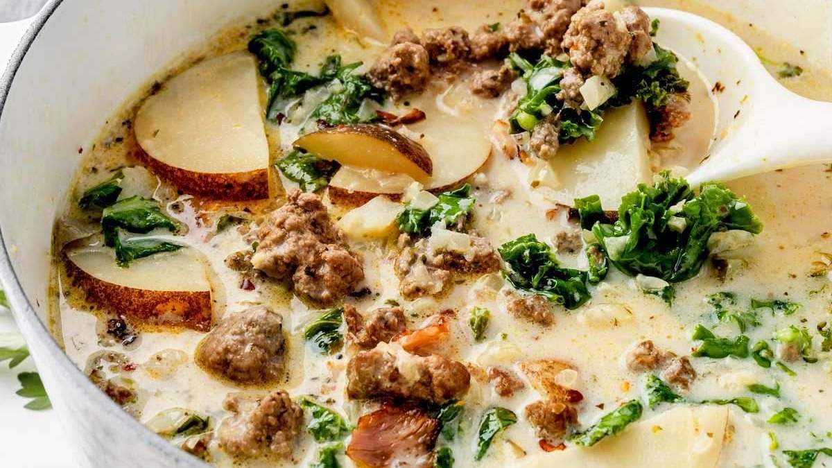 Recipe: A flavorful soup featuring tender meat, hearty potatoes, and nutritious kale.