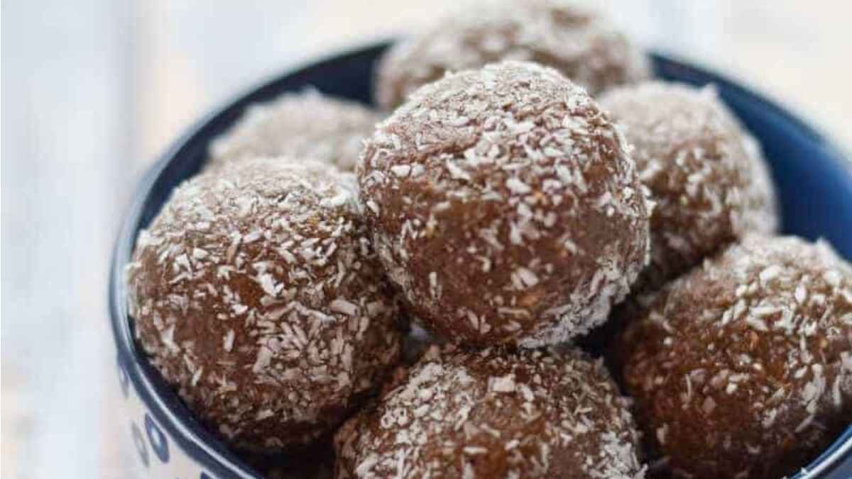 Chocolate almond butter ball.