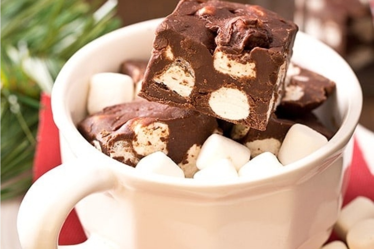 Christmas fudge in a mug.