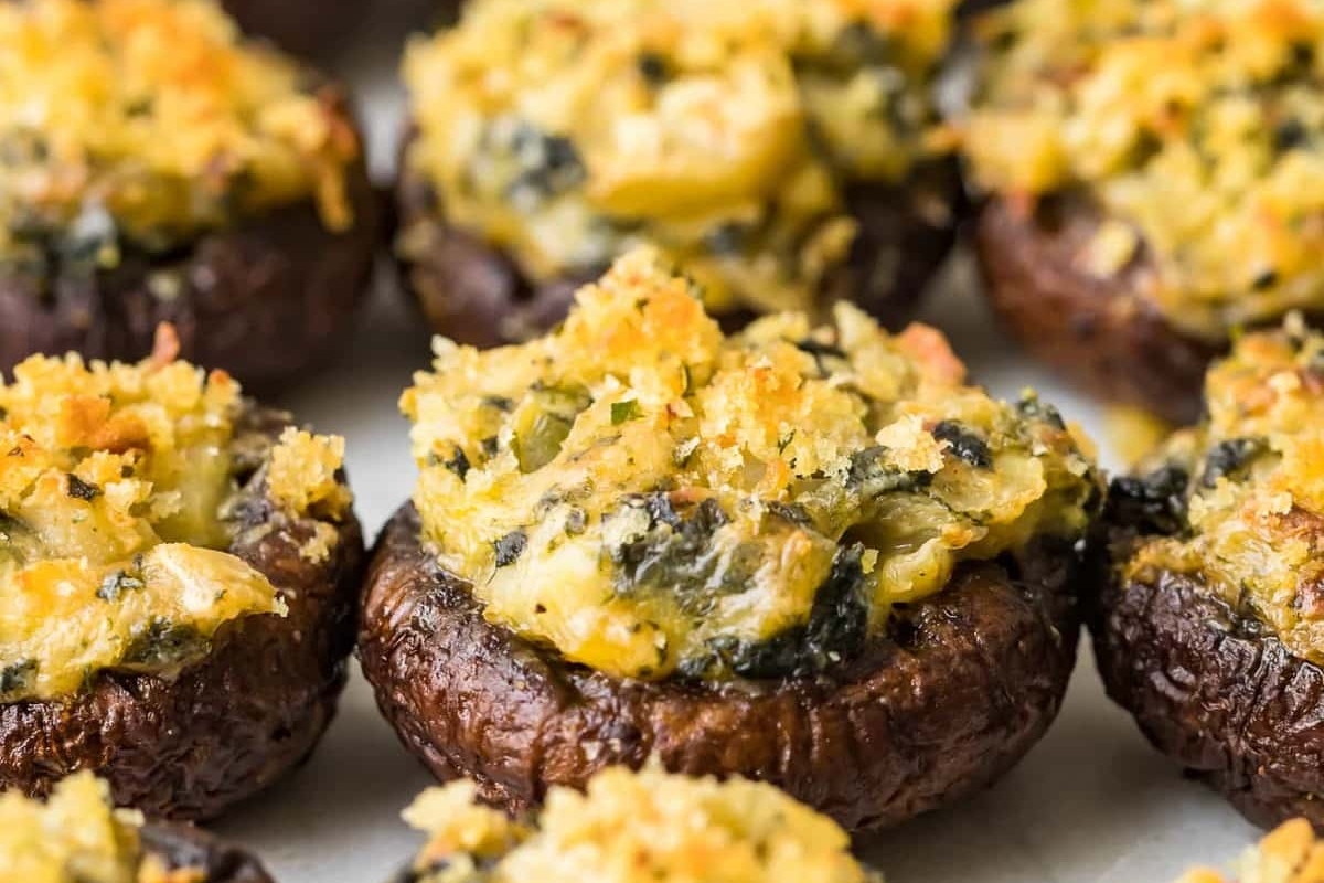 Spinach and cheese stuffed mushrooms recipe.